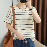 法兰貂纯棉T恤针织款弹性大女宽松纯棉百搭上衣