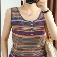 彩色条纹吊带背心女薄款2021夏季新款