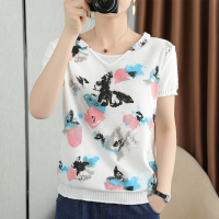 法兰貂纯棉T恤针织款弹性大女宽松纯棉