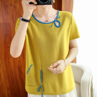 法兰貂纯棉T恤针织款弹性大女宽松纯棉百搭上衣