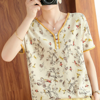 法兰貂纯棉T恤针织款弹性大女宽松纯棉百搭上衣