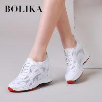 柏丽卡2018新款运动休闲小白鞋韩版迷彩百搭厚底松糕底内增高女鞋