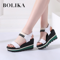 柏丽卡2018夏季新款坡跟厚底凉鞋女