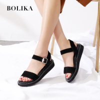 柏丽卡凉鞋女夏2018新款女凉鞋韩版平底百搭休闲风厚底罗马凉鞋女