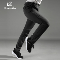 赛丹狐户外情侣款秋冬季软壳冲锋裤男女抓绒加厚保暖防风防水宽松登山裤8M5530