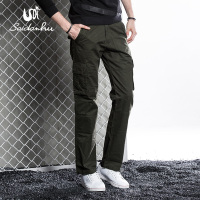 赛丹狐新款秋季休闲裤男多口袋工装裤子大码纯棉长裤厚款潮流军装裤8M8113