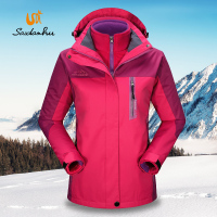 赛丹狐男女款冲风衣三合一防风防水保暖抓绒内胆可拆卸防风帽外套7W5168