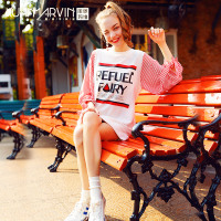 2018春季新款甜美灯笼袖T恤裙个性连衣裙女学生中长款卫衣裙子潮