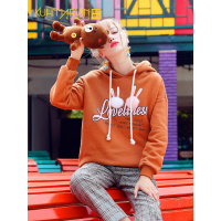 库恩玛维ulzzang毛绒小兔子加绒卫衣女学生宽松怪味少女连帽上衣