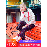 高腰显瘦大喇叭裤女2018新款冬季韩版英伦复古休闲格子裤九分裤子