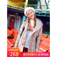 格子毛呢外套女2018秋冬新款赫本风小个子学生连帽流行呢子大衣潮