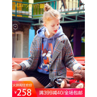 千鸟格流行格子中长款毛呢外套女2018秋冬新款赫本小个子呢子大衣