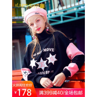 2018新款秋冬字母刺绣半高领套头无帽卫衣女学生宽松长袖加绒上衣