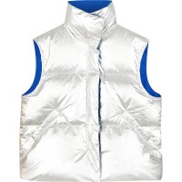 银色亮面羽绒服马甲女短款背心2018新款秋冬季面包服马夹保暖外套