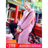 中长款毛呢外套女森系学生小清新文艺2018新款秋冬厚粉色呢子大衣