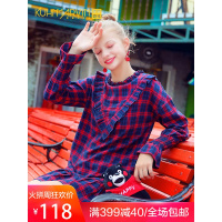 法国小众复古英伦风长袖格子连衣裙女秋冬初恋裙子法式少女鱼尾裙