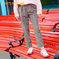 2018秋冬新款复古港味风毛呢格子裤哈伦裤女烟管西装裤休闲直筒裤