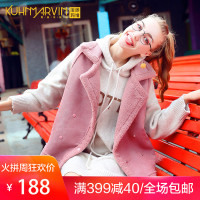 2018新款秋冬灯芯绒羊羔毛粉色背心马甲女短款欧货外穿厚款马夹潮