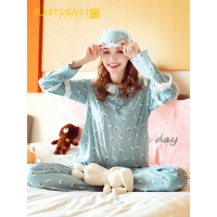 小清新睡衣女春装长袖韩版可爱外穿薄款家居服三件套长裤少女套装