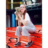 红背带裤森女系小清新格子吊带裤女夏装2019新款连体阔腿裤学生