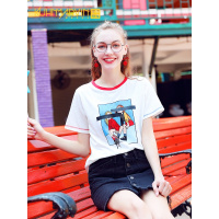 全棉短袖T恤女宽松2019夏装新款纯棉百搭ins上衣欧货大版打底衫潮