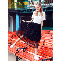 裙子仙女超仙森系半身裙女2019夏装新款纱背带裙中长款黑色纱裙