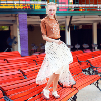 半身裙子超仙森系抖音仙女裙波点纱蓬蓬裙女2019夏装新款中长款