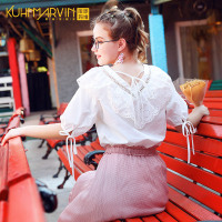 仙女范白衬衫女短袖宽松2019夏装新款蕾丝上衣V领小清新洋气上衣