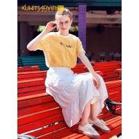 超仙a字裙白色高腰雪纺百搭中长款半身裙女夏森系2019新款仙女裙