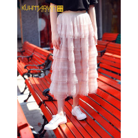 2019新款女装春装中长纱半身裙多层次雪纺蛋糕裙仙女纱裙蓬蓬裙