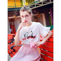 2019新款卡通人物英文字母短袖T恤女ins洋气古着感少女学生森系