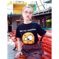 2019夏季新款情侣装卡通韩版超火cec短袖T恤女休闲宽松学生上衣潮