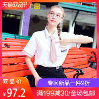 2019新款日系Polo领夏装女装学院风宽松学生短袖T恤女上衣送领带