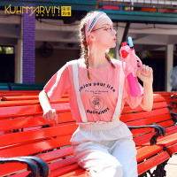 小清新甜美宽松粉色少女心T恤女2019夏装新款可爱女孩原宿风短袖