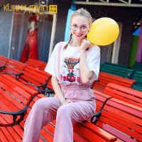 坠感阔腿裤背带裤夏天2019新款直筒九分休闲裤薄款高腰花苞裤女