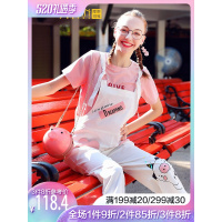 红背带裤森女系韩版可爱小个子休闲裤2019新款宽松九分连体裤