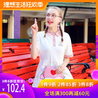 夏季短袖Polo裙女2019新款小清新可爱少女连衣裙宽松韩版学生裙子