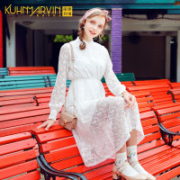 很仙的法国小众连衣裙2019新款甜美女神范蕾丝连衣裙长袖仙女裙秋