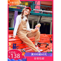 减龄背带裤女2019新款韩版宽松可爱小清新灯芯绒连体裤子秋休闲裤