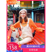 红减龄背带裤可爱七分裤女九分裤2019新款韩版宽松连体裤子秋季