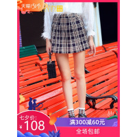 高腰格子百褶裙女防走光半身裙2019新款ins学院风短裙学生A字裙秋