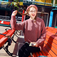 2019新款韩版宽松红同款慵懒风下摆开叉毛衣女学生针织衫上衣秋