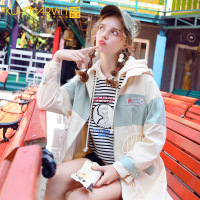 2019秋季新款连帽中长款薄款工装外套女春秋宽松韩版收腰风衣ins