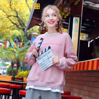 2019秋季新款宽松韩版假两件套头加绒卫衣女长袖无帽bf上衣ins潮