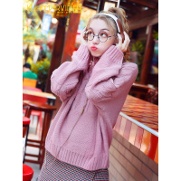 2019秋季新款秋冬外穿高领毛衣女宽松长袖韩版针织衫森系麻花上衣