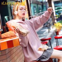 2019冬季新款宽松连帽粉色毛呢外套女155小个子少女学生呢子大衣