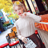 2019秋季新款高领长袖毛衣女宽松打底衫初秋针织衫轻熟上衣慵懒风