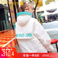 小个子中长款白色工装羽绒服女2019冬季新款宽松运动外套派克服潮