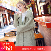 2019冬季新款娃娃领羊羔毛大衣女中长款小个子棉服毛绒外套棉衣潮