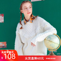 宽松套头白色法式慵懒苏毛衣女潮2019秋季新款针织衫